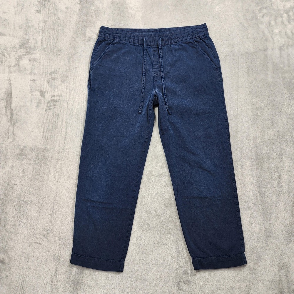 Gap Pants Womens M Blue Easy Crop Ankle‎ Straight Leg Drawstring Pockets Casual